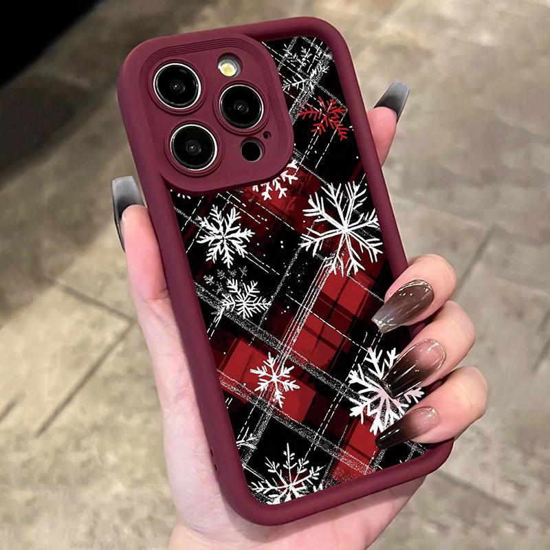Christmas Snowflake Pattern Phone Case for iPhone 17 16 Pro Max Air 15 14 Plus 13 12 11 7 8 XR X XS 16e SE2 Shockproof Cover