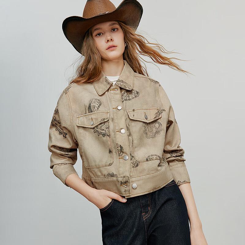 Damen Retro Kurze Jeansjacke aus reiner Baumwolle