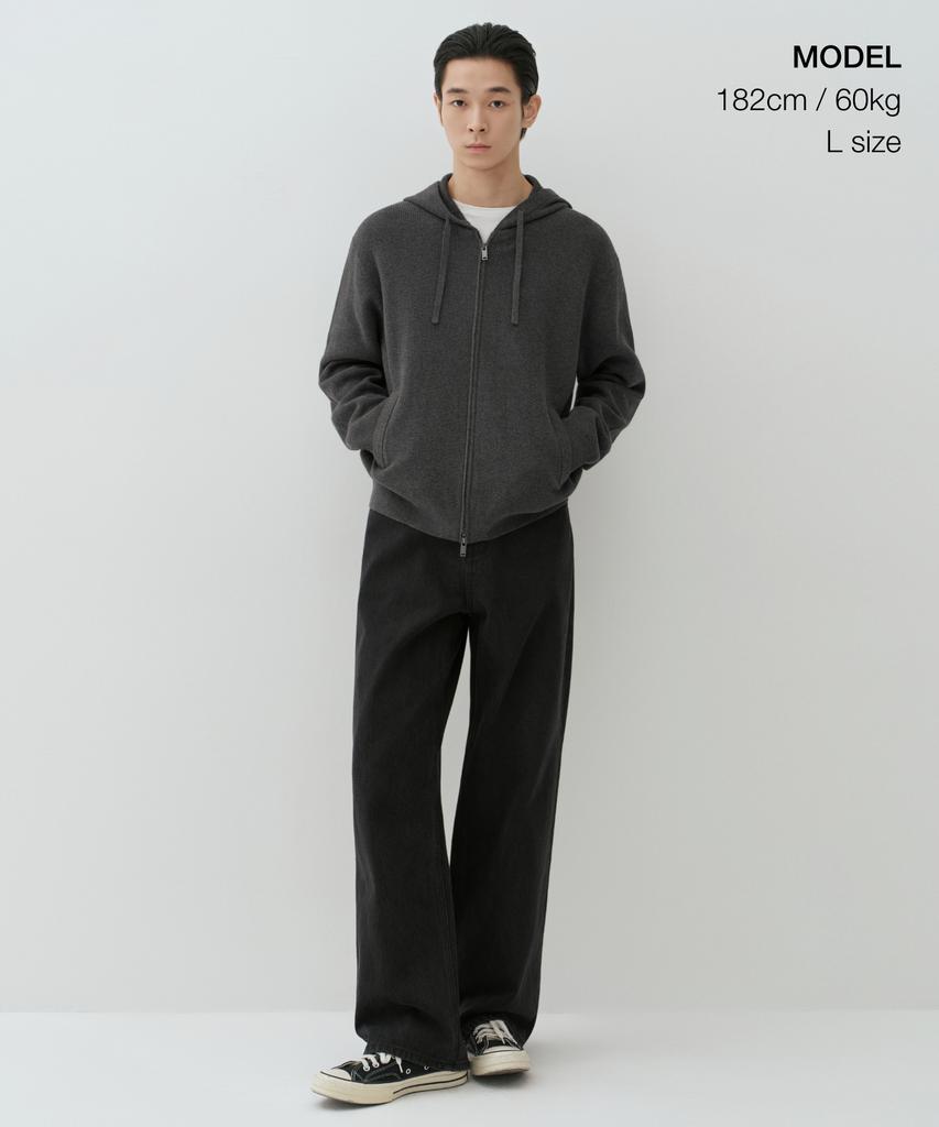 MUSINSA STANDARD Washable Supima Cotton Knit Hooded Zip-Up [Medium Grey]