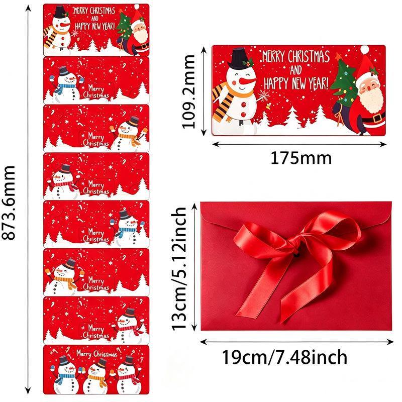 2026 Santa Claus Christmas Money Box with 10 Card Slots - US Dollar Red Envelope Surprise Party Gift