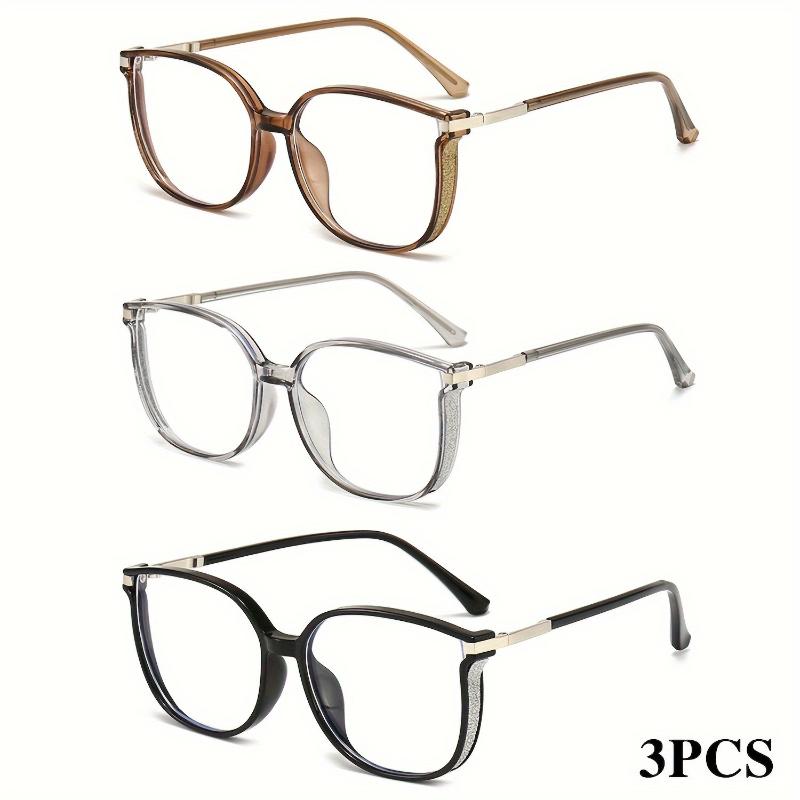 

3 Pairs Of Elegant Cat Eye Reading Glasses Suitable For Both Men And Women With Full Frame Design And Neutral Aesthetics +3.0