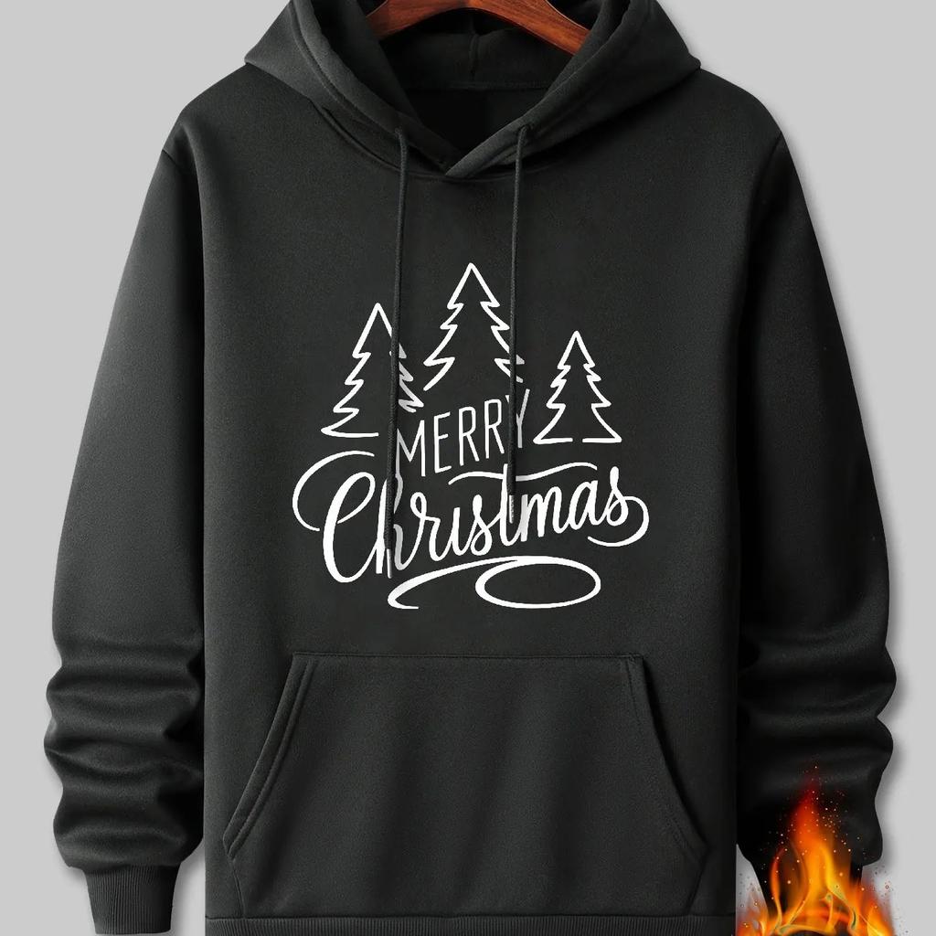 Fashionable Creative Christmas Tree Print Sweatwear Thick Warm Autumn Winter Loose Oversized Casual Versatile Long Sleeves Coat Hoodies