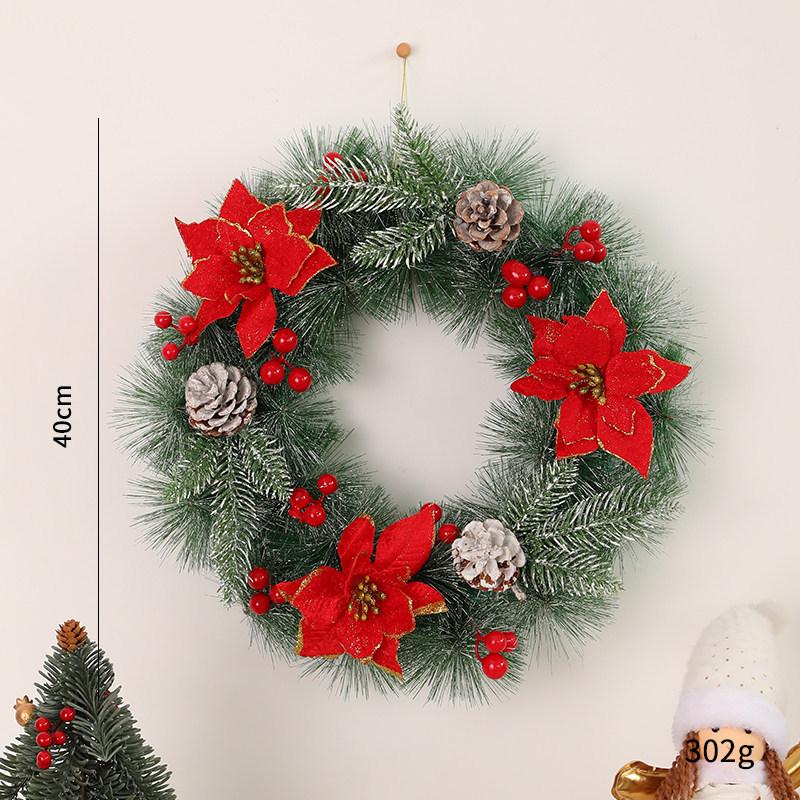 LED Christmas Wreath with PVC Pine Cones – Elegant Hanging Holiday Decoration for Windows
