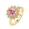 Sunflower Adjustable Ring For Women With Zircon Micro Inlay Gold Plated Jewelry Accessory