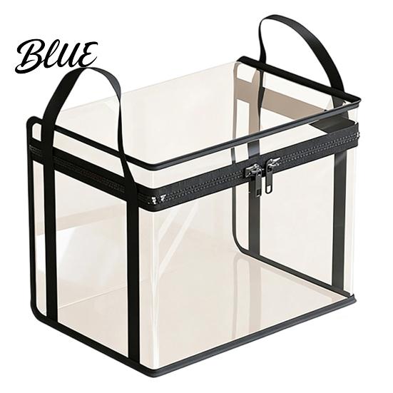 Kids Toy Storage Box Transparent Clothes Bag with Sturdy Handles Durable Plastic Visibility Bin Book Organizer Moisture-proof Toys Container