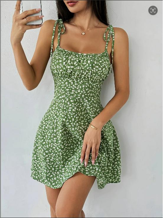 2026 Summer European & American Women's Spaghetti Strap Casual Mini Dress