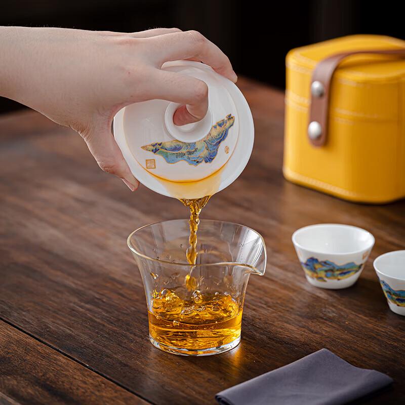 Qianli Jiangshan White Porcelain Portable Travel Tea Set