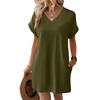 V Neck Casual Summer Dress for Women Loose Fit Womens Dresses Suitable for Vacation Dress and Sundresses for Women