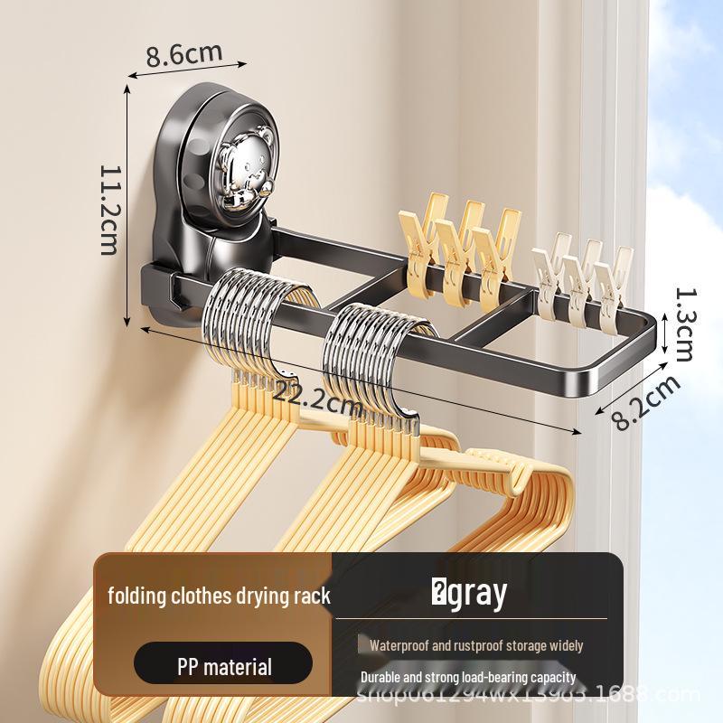 Retractable Punch-Free Wall Mounted Balcony Hanger with Suction Cup