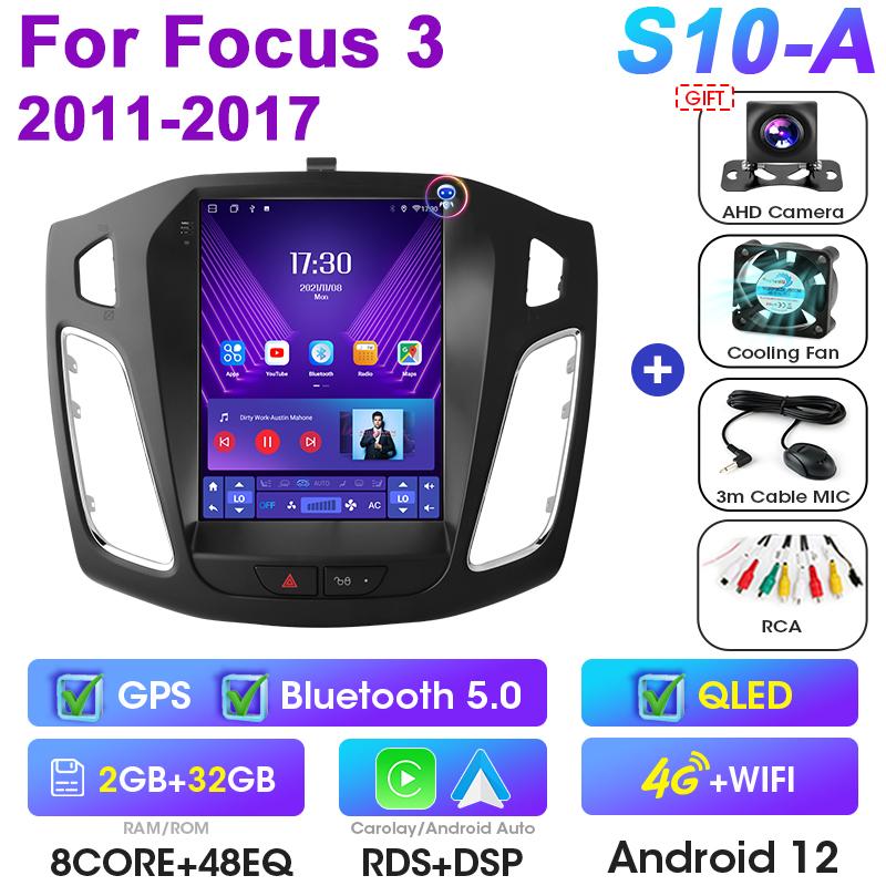 9.7" 2 Din Android 12 Car Radio For Ford Focus 3 Mk 3 2011 - 2019 Multimedia Video Player GPS 4G Carplay Auto Stereo RDS DSP DVD