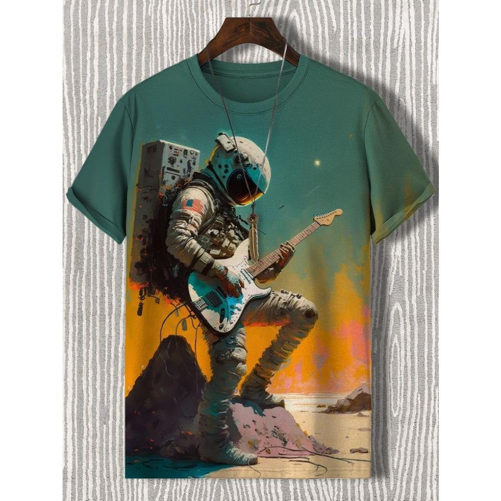 Fashionable oversized men's T-shirt music 3D T-shirt black and white street wear casual short sleeved summer men's clothing party T-shirt top