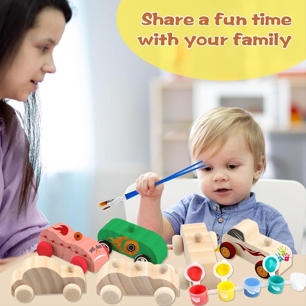 BHBL 42 Unfinished Wooden Cars Crafts Painting,Suitable for Kids Family Activities Art Crafts Projects, Woodworking Gifts