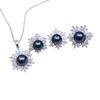 18K Gold-Plated Freshwater Pearl Jewelry Set: Necklace, Earrings & Ring with Micro-Pave Diamonds (9-10mm Pearls).