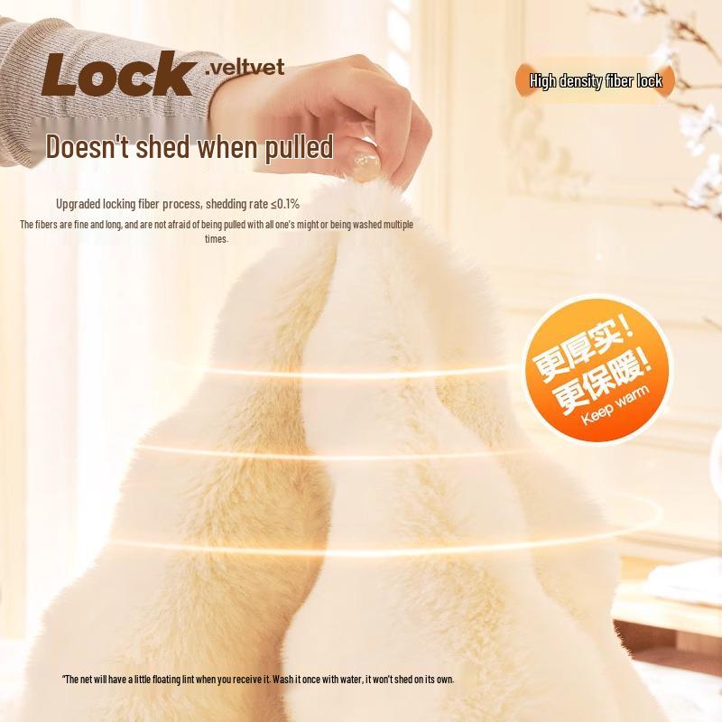 Non-Slip Rabbit Plush Winter Sofa Cushion & Tatami Blanket