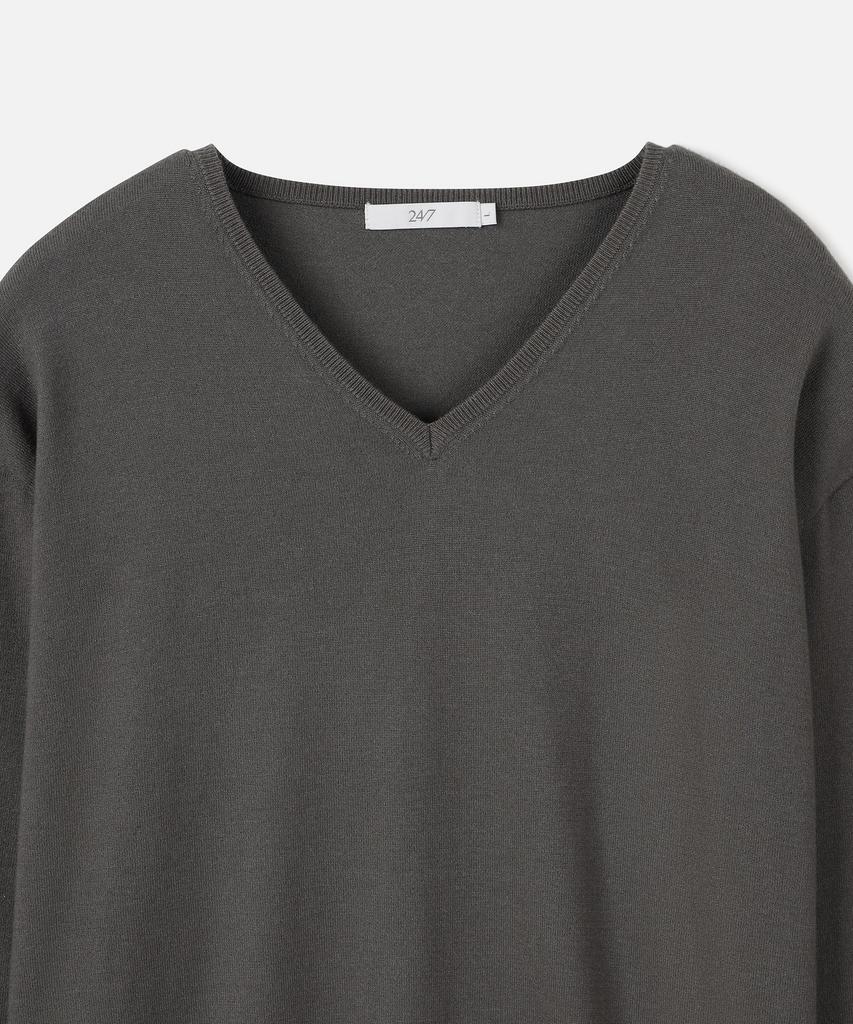 247SERIES Fine Ribbed V-Neck 12Gg Knit Khaki