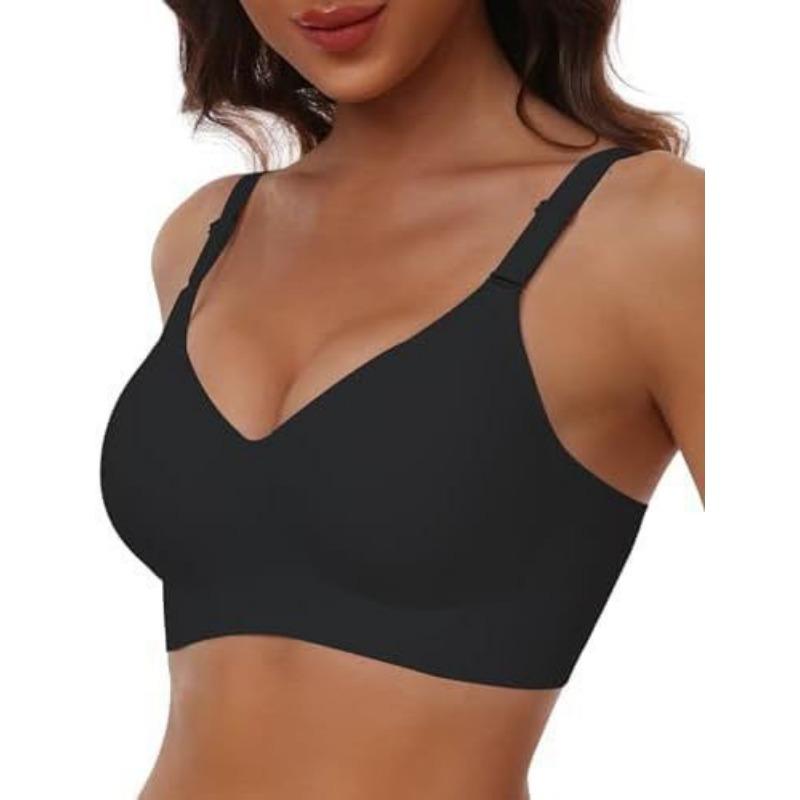 Women Plus Size Large Breast Seamless Push Up Anti Sagging Side Support Bra S чёрный
