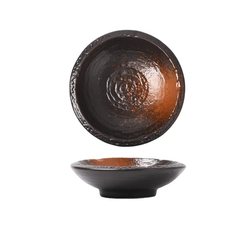 Round Saucer Japanese Dish Household Creative Soy Sauce Dish Vinegar Dish Dipping Tableware Japanese Side Dish Dish
