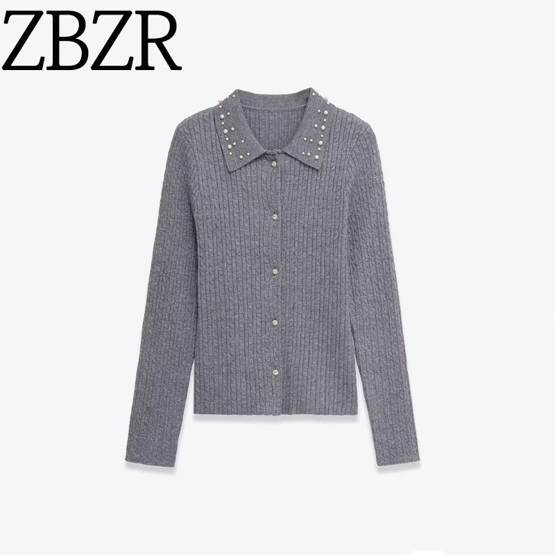 Za Export New Arrival Women's Clothing ZR Fashion Style Fashion All-Match Jewelry Neckline Cut Knitting Outwear 8779653