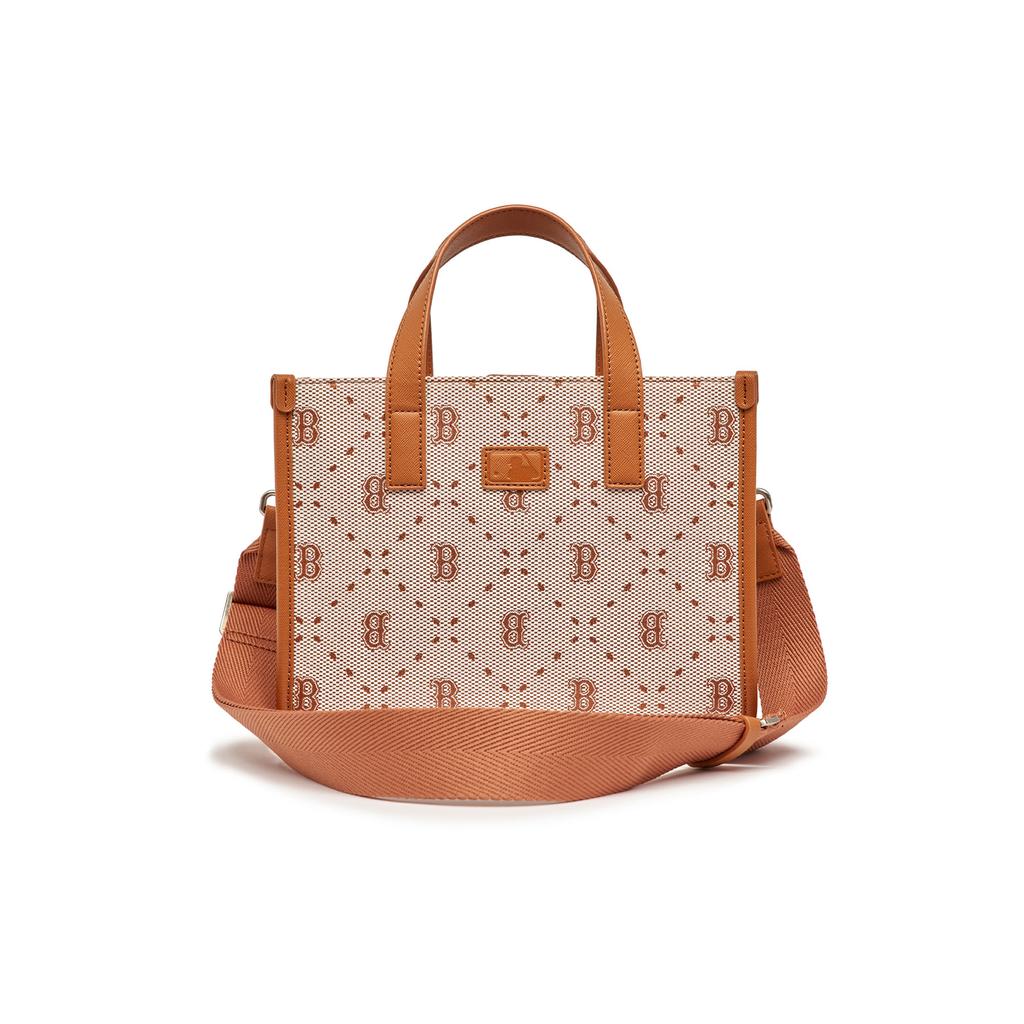 New MLB Synthetic Leather Tote Bag Shopping Bag Handbag Crossbody Bag Shoulder Bag Small Size Women's Brown 3AORS013N-43BRS