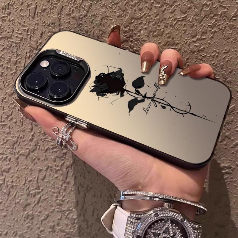 ins simple rose for Apple 15promax mobile phone case creative iPhone16E13 personality 14 women