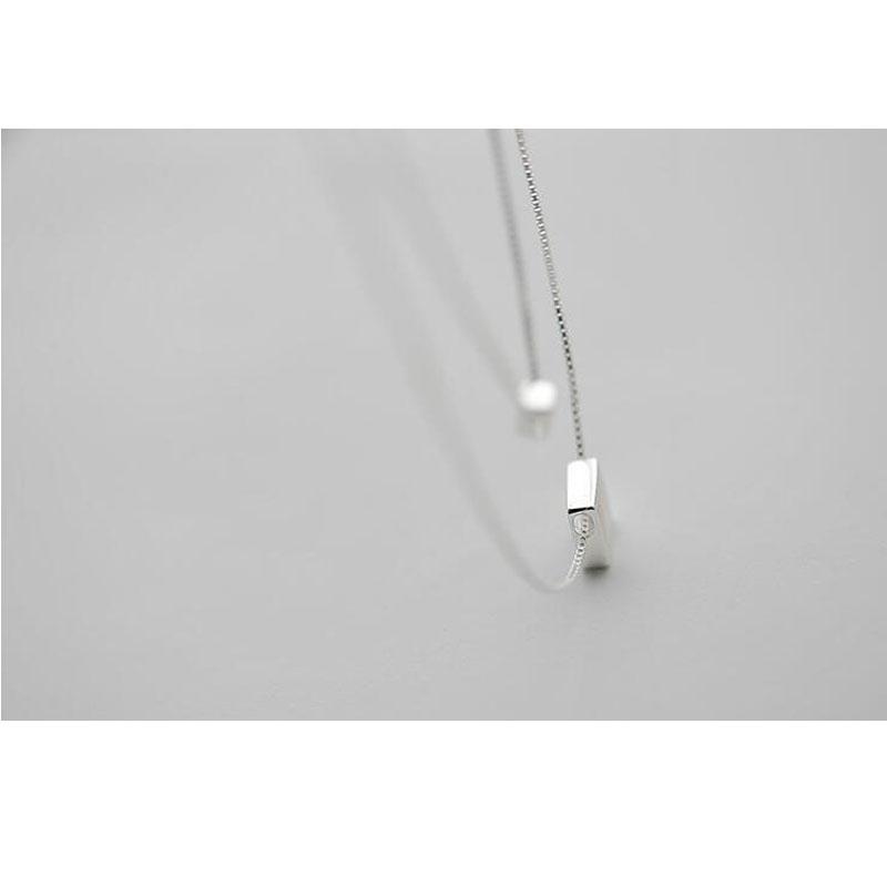 Silver 925 Jewelry Double Layer Square Box Simple Necklace For Women choker S-N194