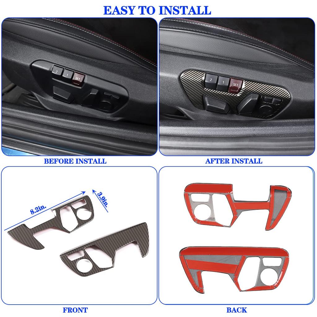 Fit for Toyota Supra GR A90 A91 MK5 2018-2022 Seat Adjustment Button Panel Cover Trim, Car Seat Adjustment Switch Panel decor Frame, 2PCS, Carbon
