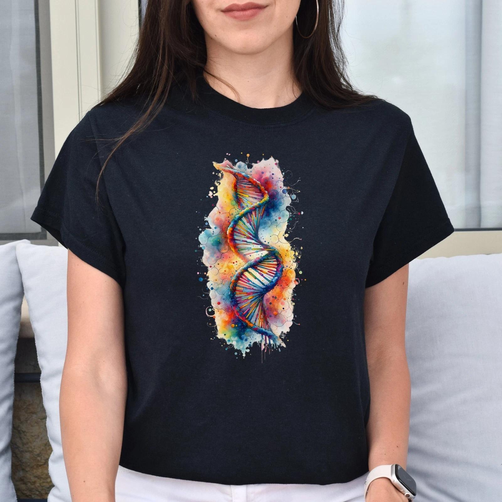 Abstract DNA Color Splash Unisex T-shirt Black Navy Dark Heather S