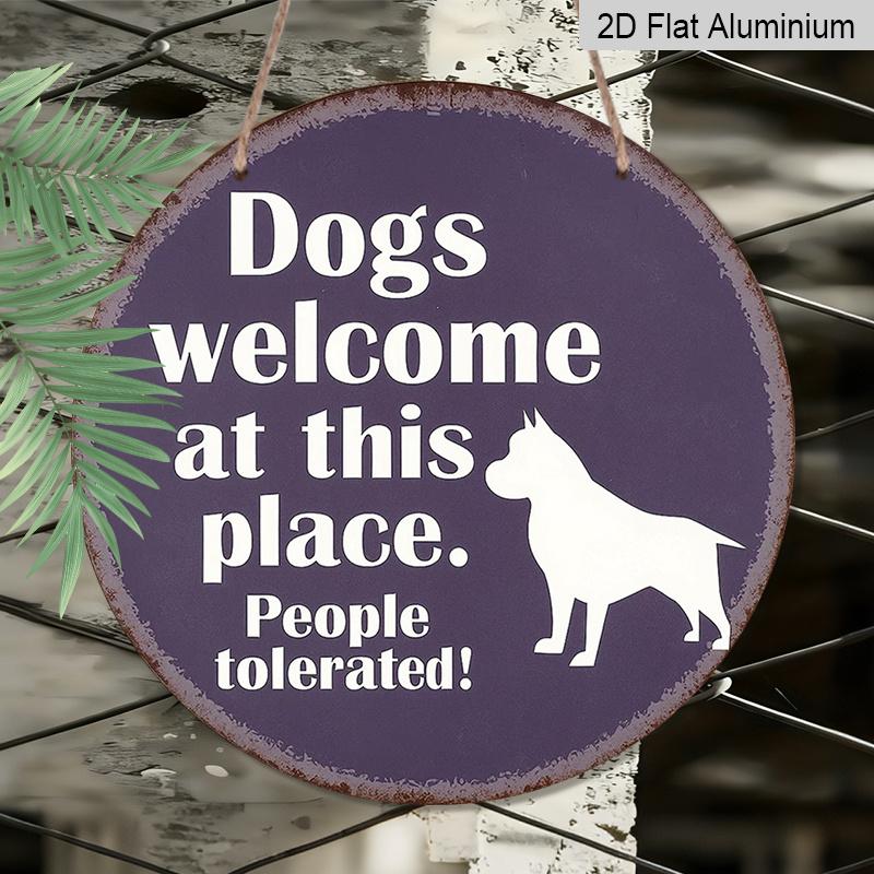 

1pc Round Aluminum Dog Welcome Sign - Paw Print & Bone Wall Decor for Pet Lovers, Dog-Themed Housewarming Gift, Indoor/Outdoor Use, Durable Metal 7.87x7.87in