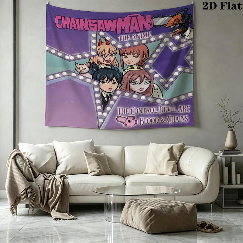 Chainsaw Man Wandteppich Ästhetisches Wandbehang Gedruckter Stoffdecke Dekorative Wandteppiche Für Schlafzimmer Wohnzimmer Heimdekoration