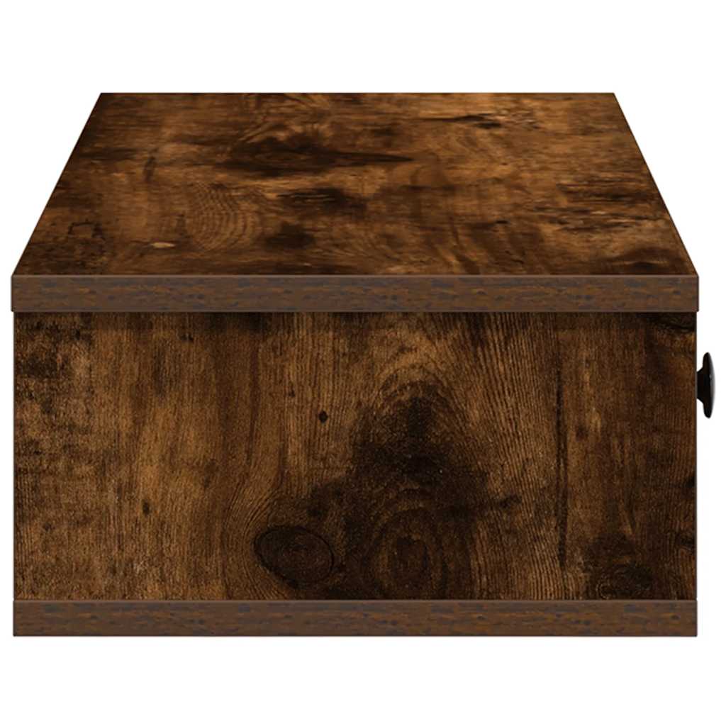 Wall Mounted Shelf with Drawers Smoked Oak Finish 100 x 37.5 x 19 cm