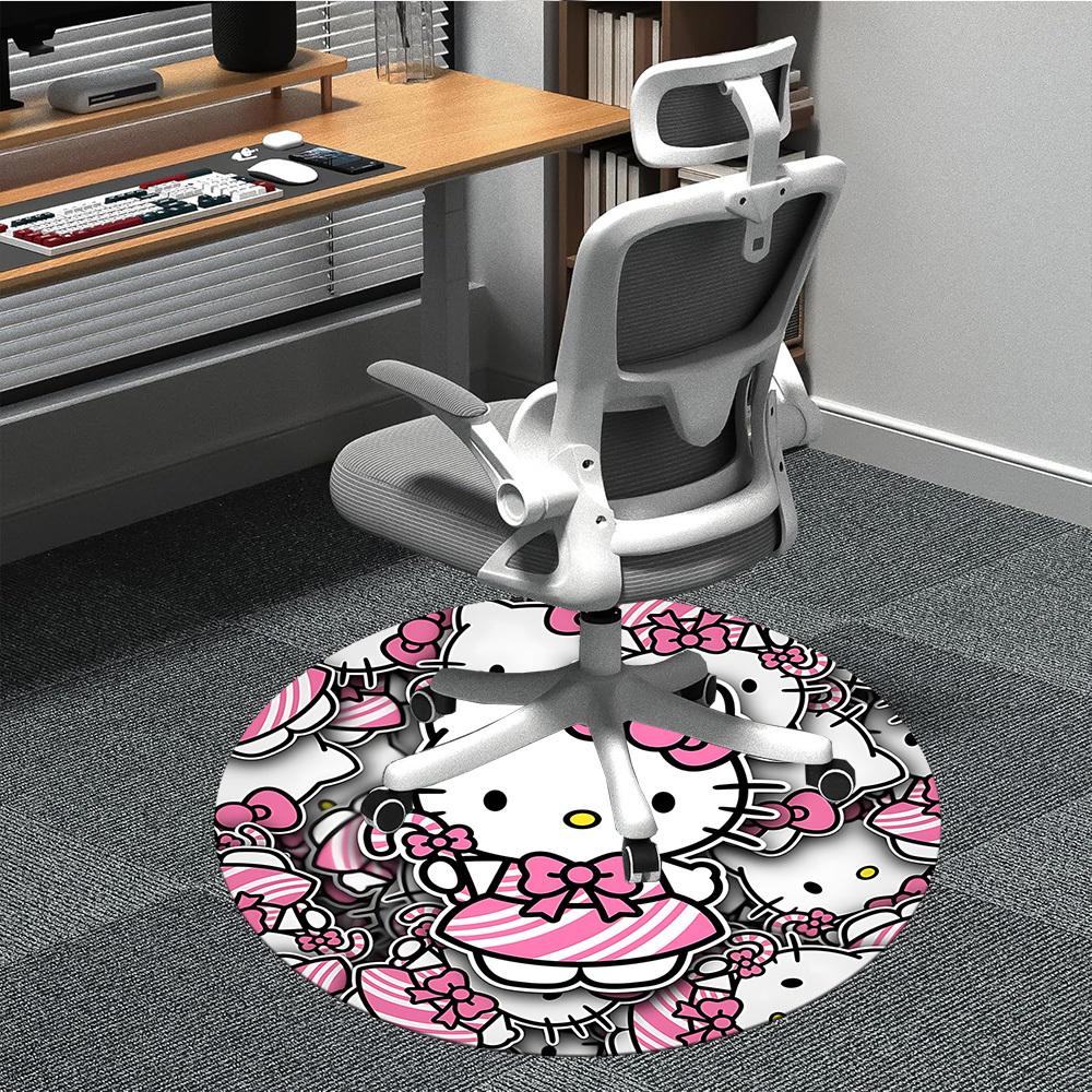 

1 шт. Ковер-сиденье Hello Kitty для офиса, нескользящий, машинная стирка, ковер для офиса, комнаты, праздничный декор на Рождество, день рождения, полиэстер 80cm