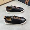 Mens Genuine Leather Slip-On Casual Sneakers Low-Cut Breathable Lightweight Comfortable Everyday Shoes