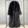Womens Faux Fur Long Coat Blazer Collar Winter Streetwear Outerwear