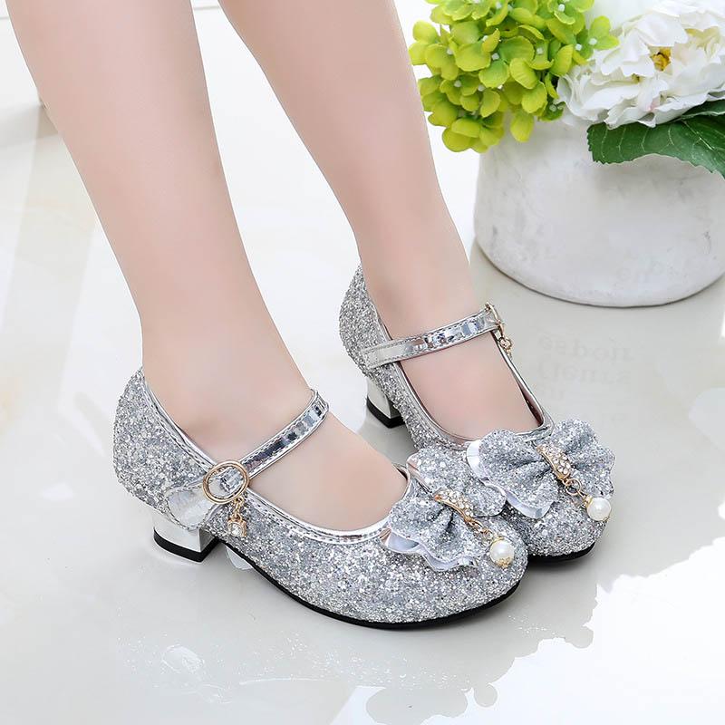 

Дитячі туфлі-принцеси для весни та літа, дитяче взуття середнього розміру з м якою підошвою 30 срібний