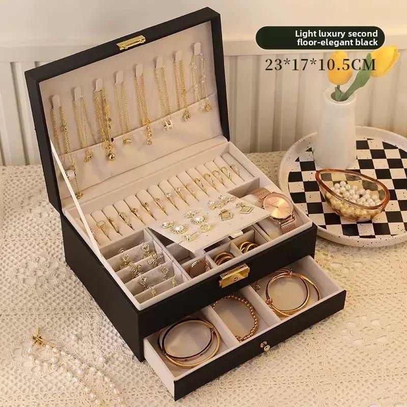 

Коробка для зберігання ювелірних виробів Висококласна Делікатна Коробка для ювелірних виробів Золота Коробка для ювелірних виробів Великої місткості Багатошарова Коробка для ювелірних виробів