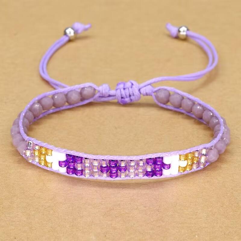 Handmade Woven Bracelets Boho Multicolored faceted Glass Beads Woven Bracelet Women Men Boho Handmade Chic Jewelry