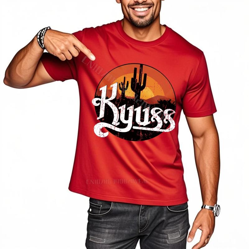 Summer top Crew Neck Fashion Tshirt Desert Sunset With Cactus Crew Neck Soft Cotton Teeshirt Trendy Soft Breathable Tee S