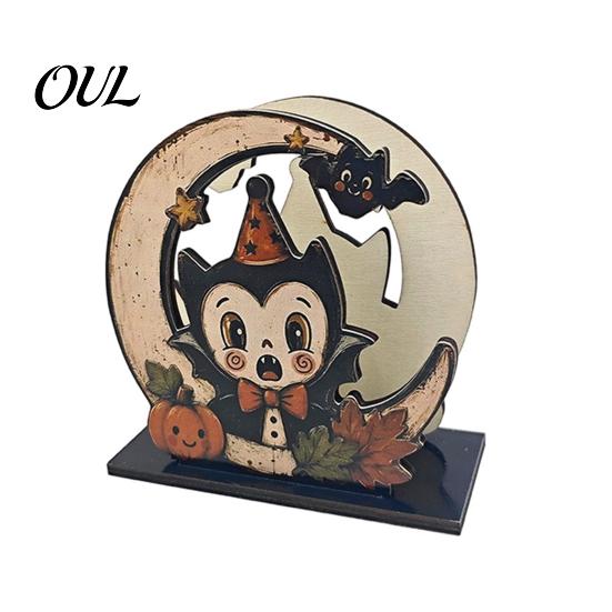 Cute Owl Table Decor Halloween Wood Napkin Holder, Rustic Ghost Skeleton Pumpkin Dispenser, Vertical Holder Vintage Tabletop Standing Tissue