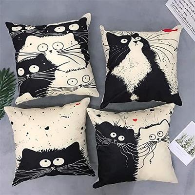 Süße Katze Leinen Kissenbezug Kissen Kissenbezug 45X45cm Haus Wohnzimmer Sofa Dekoration Kissenbezug Kissenhülle