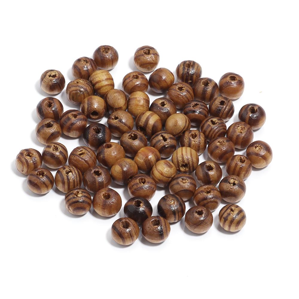 20-300pcs/Lot Natural Pine Wood Beads Round Stripe Spacer Ball Bead for DIY Bracelet Necklace Jewelry Making Accessories
