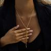 Yori Stainless Steel Rice Bead Tassel Y Chain Necklace for Women Rust Proof Metal High Quality Trendy Jewelry