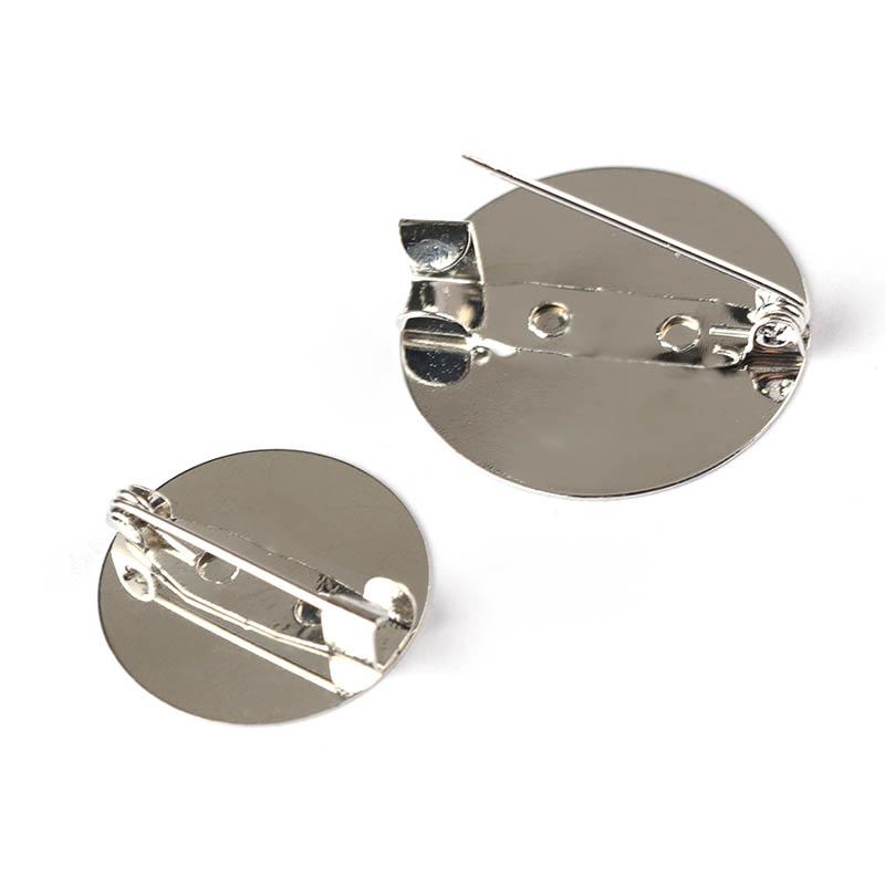 10pcs 20 25 30mm Silver Color Flat Brooch Base Round Blank Tray Settings Accessories for Jewelry Making Findings Wholesale DIY