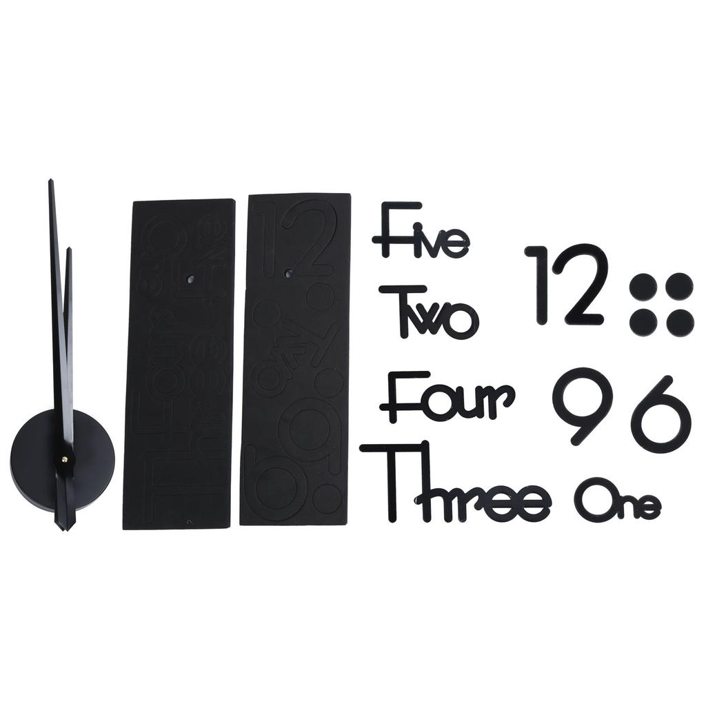 Frameless Adhesive Wall Clock DIY Mirror Surface Sticker for Home Office Room DecorLarge Black