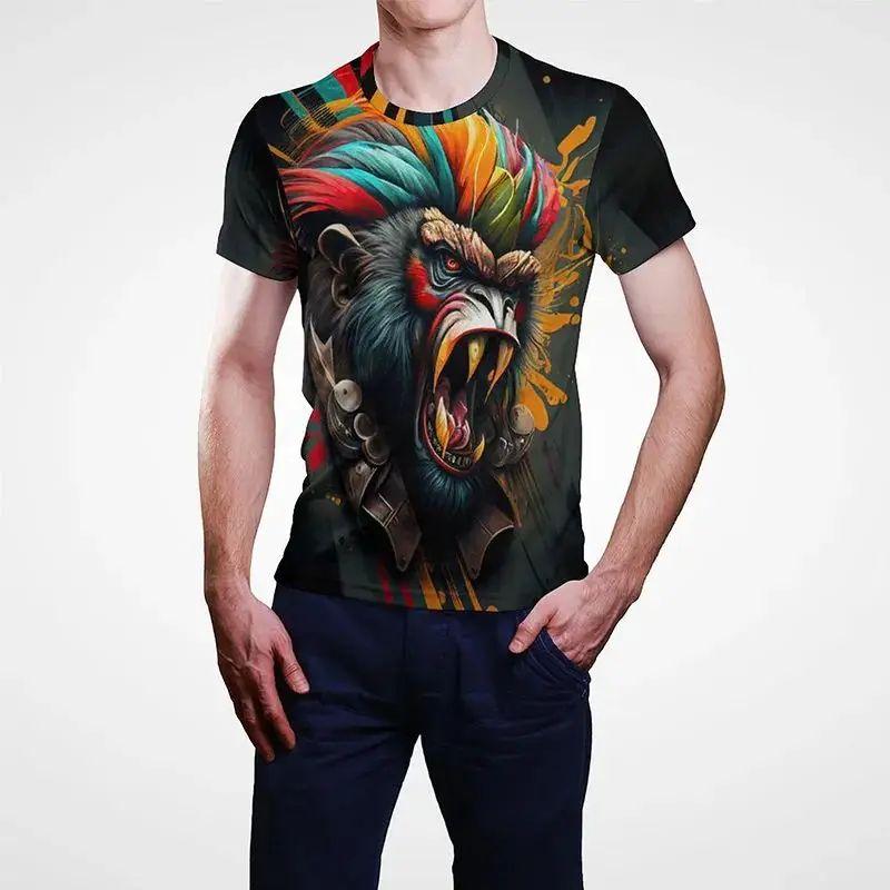 

Нова літня чоловіча мода креативна тварина графіті 3D друкована футболка особистості смішні смішні плюс розмір O-подібним коміром короткий рукав 6XL