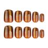 Brown Tones Cat Eye Glitter Short Square False Nails for Autumn & Winter
