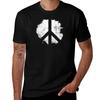 Peace Symbol Distressed Paint Blot Reversed Stencil TShirt Plus Size Basic Short Sleeve Top TShirt