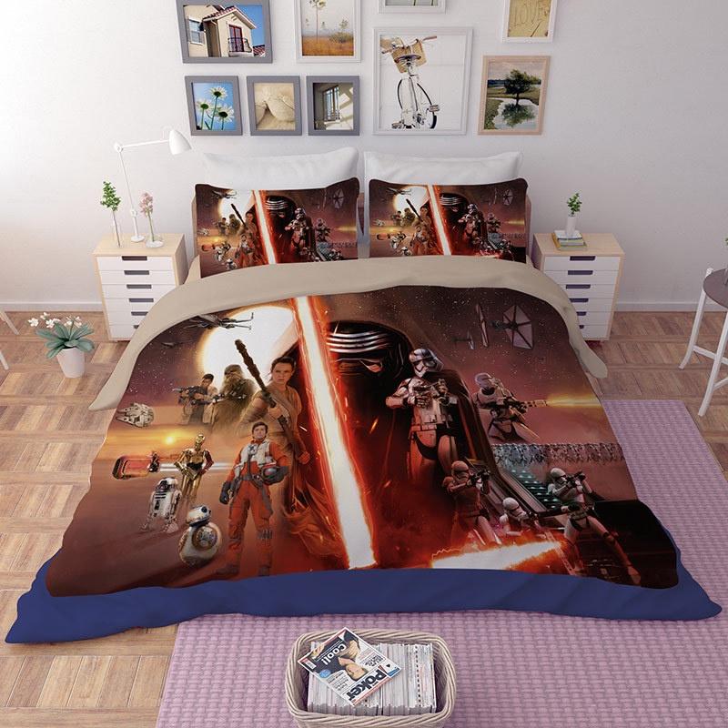 Star Wars Print Film Duvet Comforter Quilt Cover Bedding Set With Matching Pillowcases For Elegant Childrens Room Decor