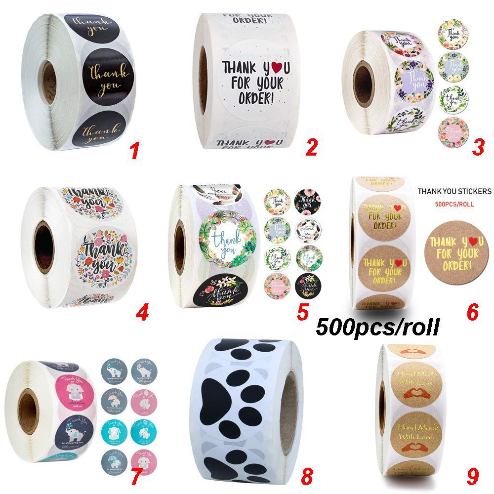 Round label Sticker roll Self Adhesive Gift Paper Sticker Thank You Stickers Sealing Craft