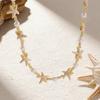 Colar Estrela-do-Mar Bohemia Pérola Falsa Leve Hipoalergênico Feminino Pingente de Concha Corrente Dourada Colar Joia de Pescoço Praia Oceânica