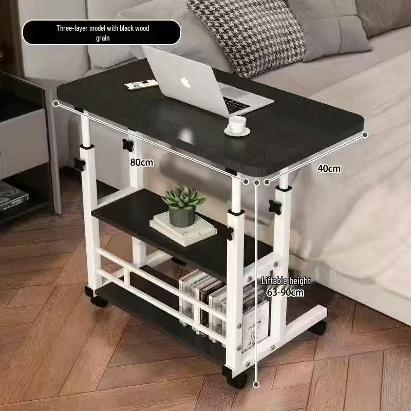 Adjustable Multi-Layer Bookshelf & Movable Laptop Table with Wheels
